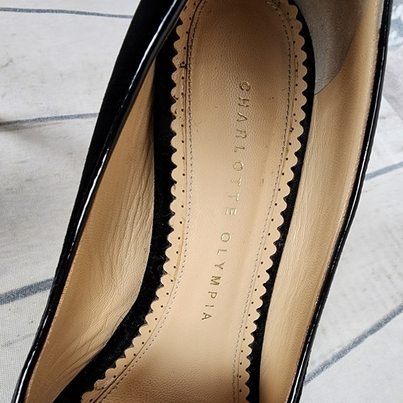 Charlotte Olympia Kitty Cat Embroidered Velvet Pump Black Gold Size 36/6 - Picture 3 of 16